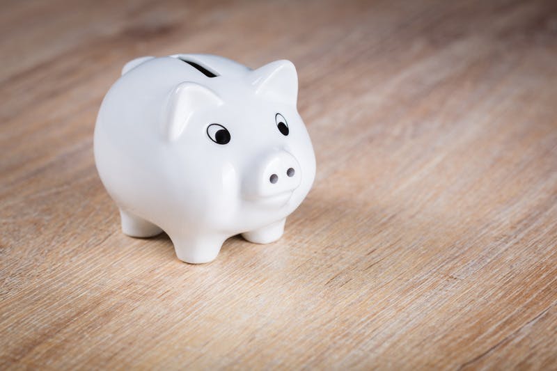 white pig shaped money bank on a wooden surface