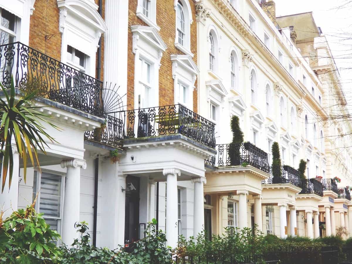 row of grand terrace town houses in London 
