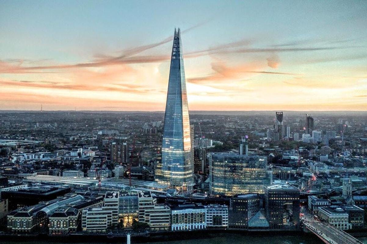 Wide view of The Shard in the City of London