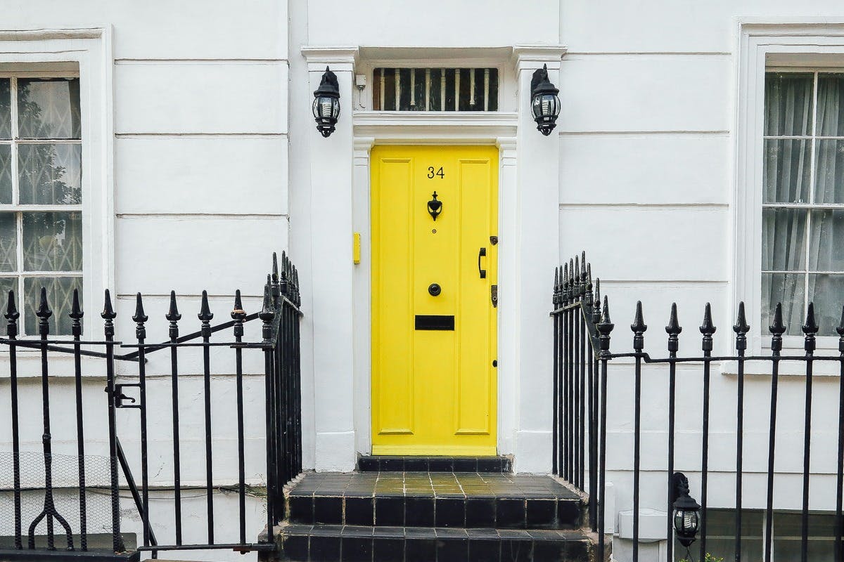 House with yellow door