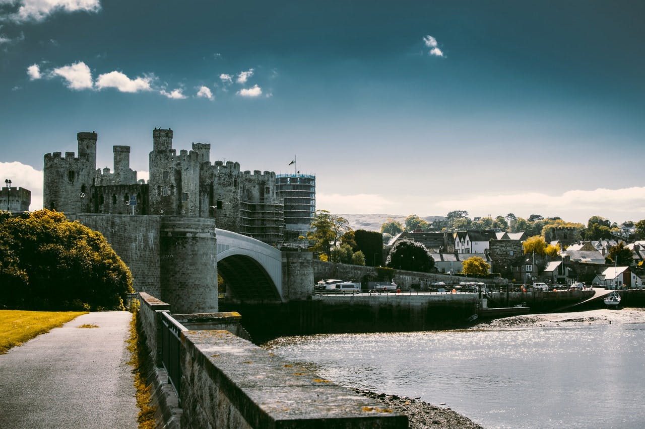 Castle at Conwy in Wales, with view over the waterfront